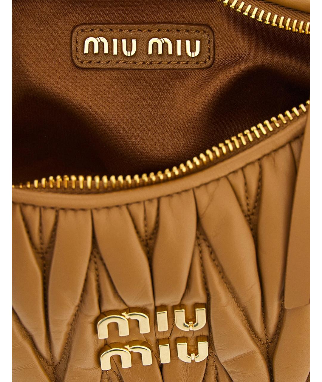 MIU MIU Бежевая кожаная сумка с короткими ручками, фото 4