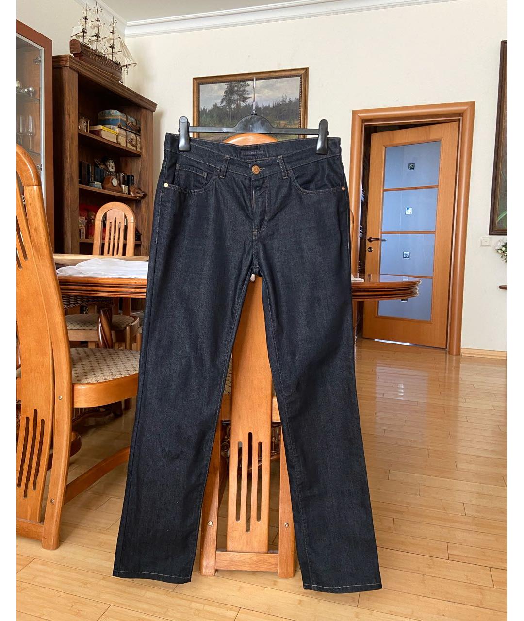 TRUSSARDI JEANS Темно-синие хлопко-эластановые прямые джинсы, фото 7