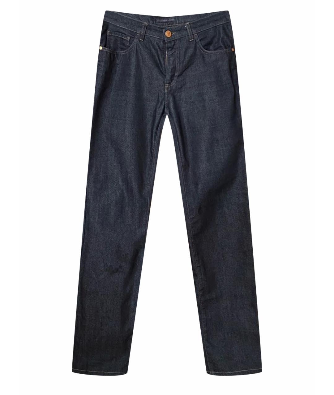 TRUSSARDI JEANS Темно-синие хлопко-эластановые прямые джинсы, фото 1