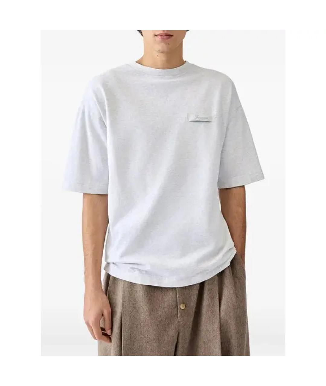 JACQUEMUS Серая хлопковая футболка, фото 3