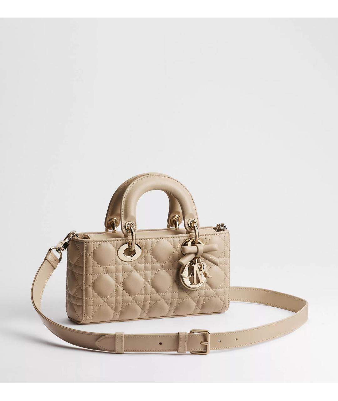 CHRISTIAN DIOR Бежевая кожаная сумка тоут, фото 2