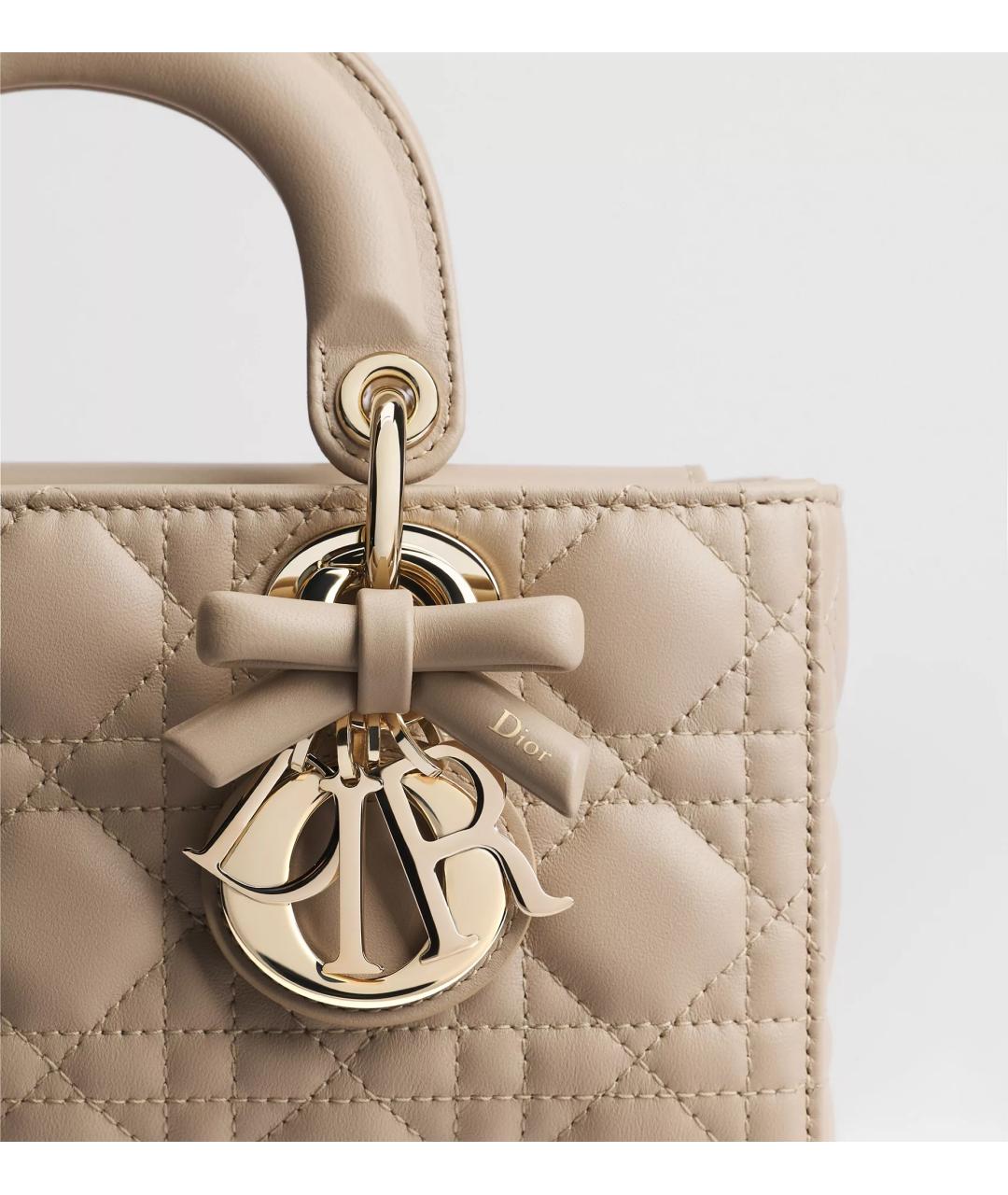 CHRISTIAN DIOR Бежевая кожаная сумка тоут, фото 5