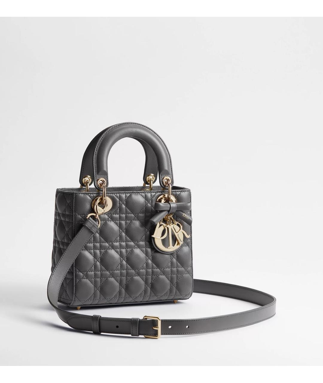 CHRISTIAN DIOR Серая кожаная сумка тоут, фото 3