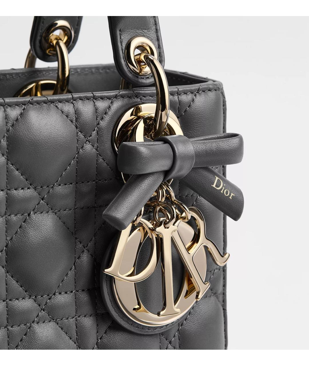CHRISTIAN DIOR Серая кожаная сумка тоут, фото 5