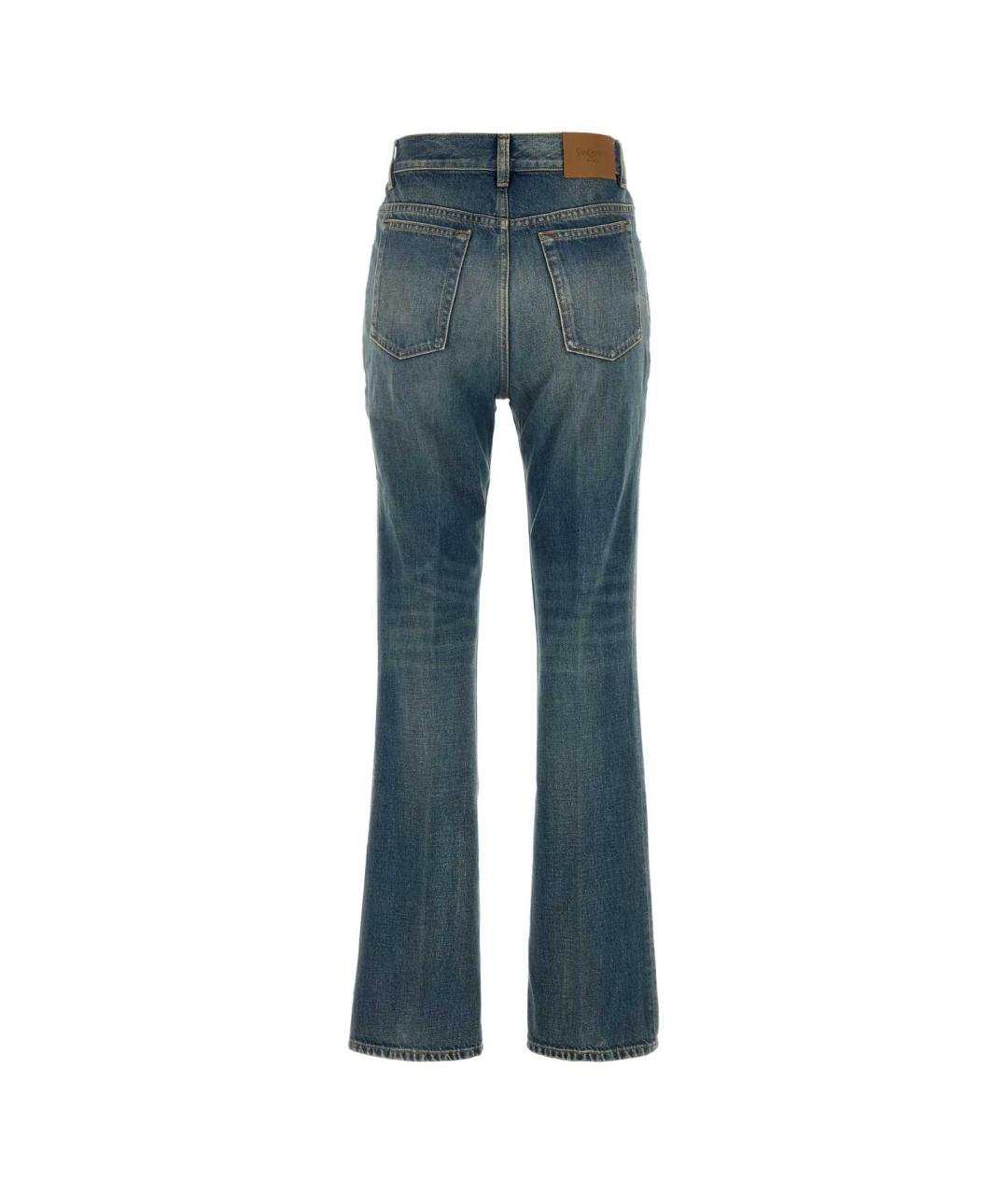 SAINT LAURENT Синие хлопковые прямые джинсы, фото 2