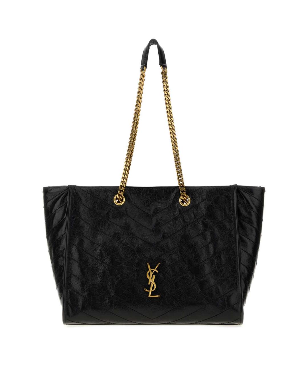 SAINT LAURENT Черная кожаная сумка тоут, фото 1