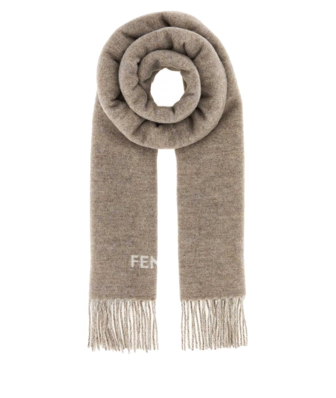 FENDI Бежевый кашемировый шарф, фото 1