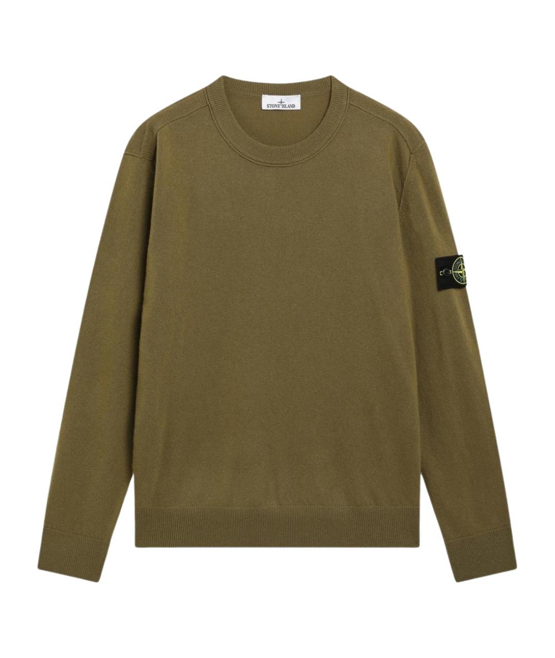 STONE ISLAND Зеленый шерстяной джемпер / свитер, фото 1
