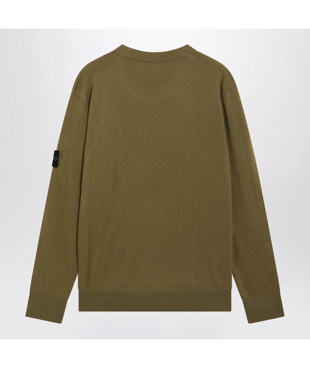 STONE ISLAND Зеленый шерстяной джемпер / свитер, фото 2