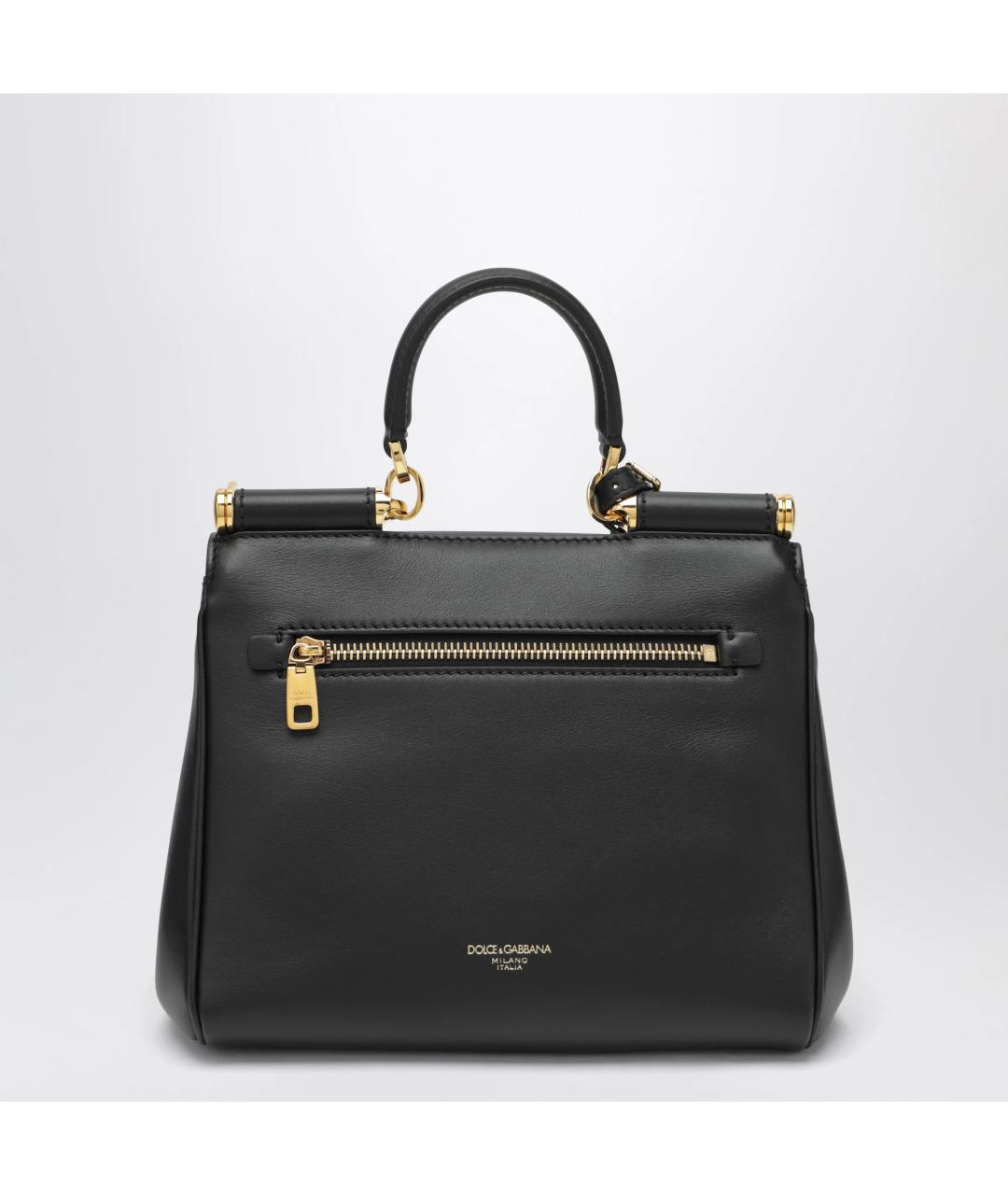 DOLCE&GABBANA Черная кожаная сумка с короткими ручками, фото 2