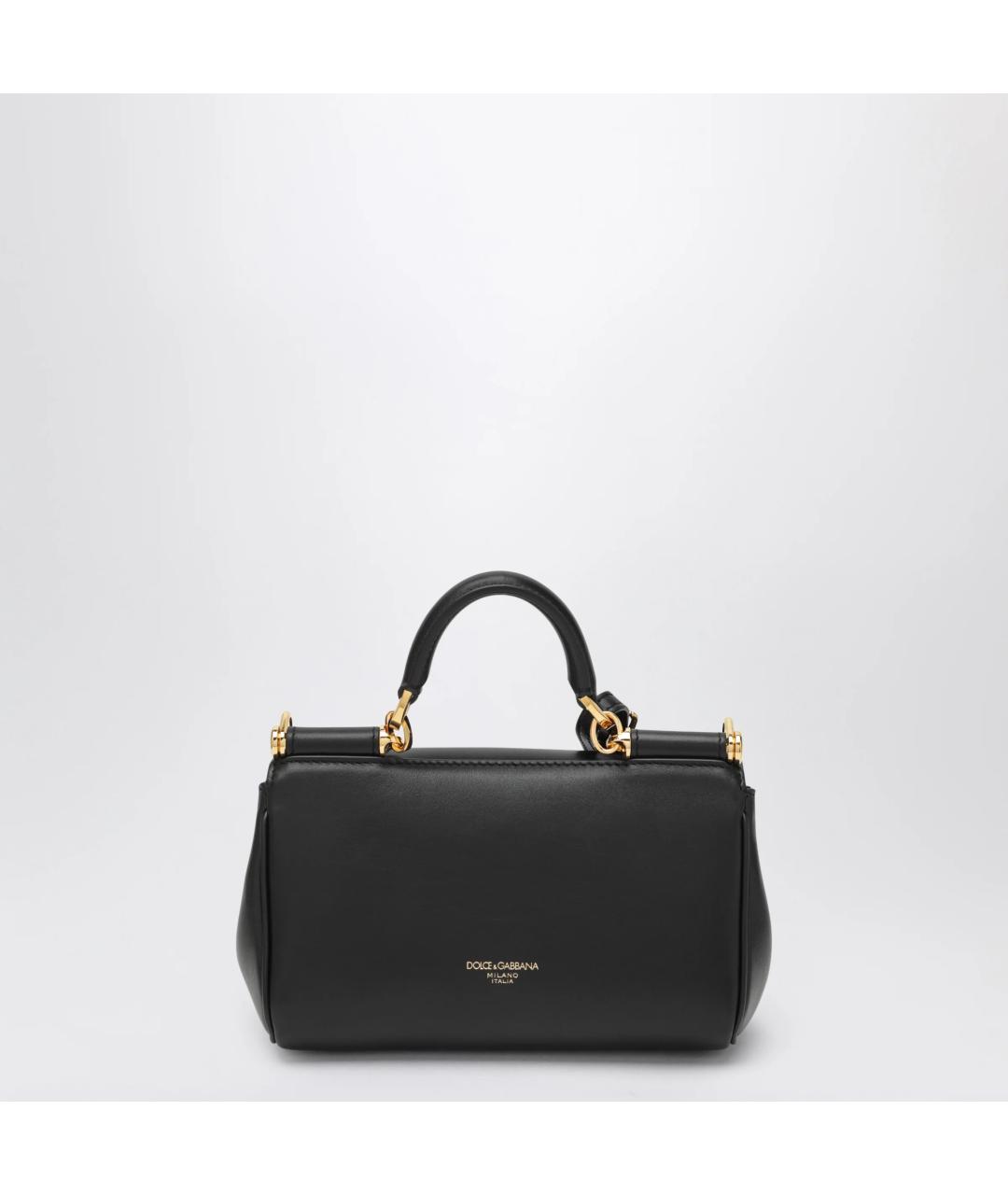 DOLCE&GABBANA Черная кожаная сумка с короткими ручками, фото 2
