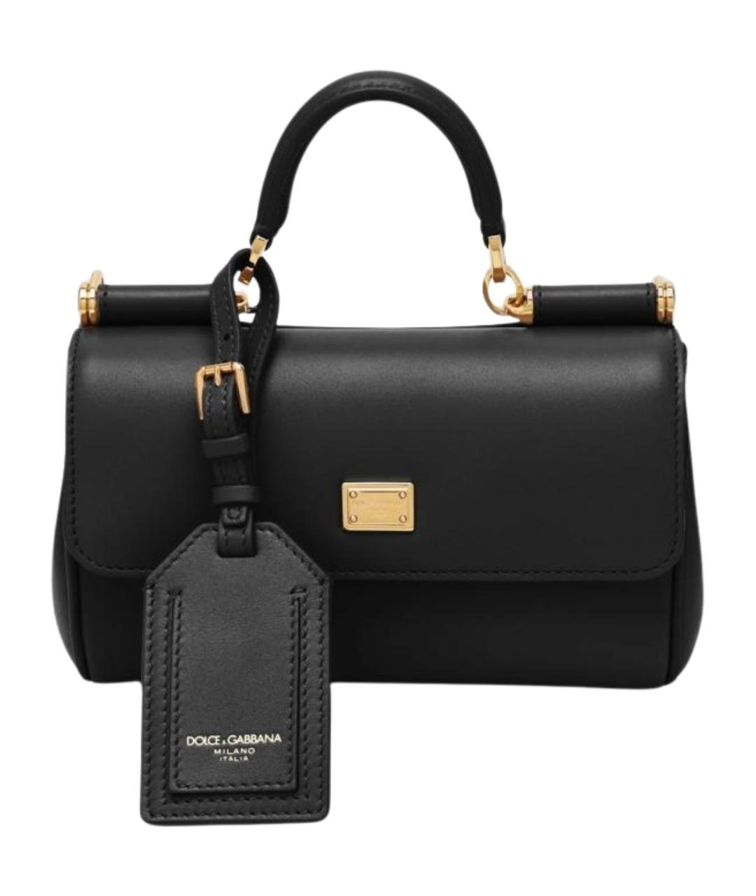 DOLCE&GABBANA Черная кожаная сумка с короткими ручками, фото 1