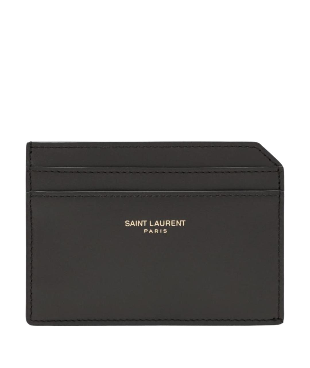 SAINT LAURENT Черный кожаный кардхолдер, фото 1
