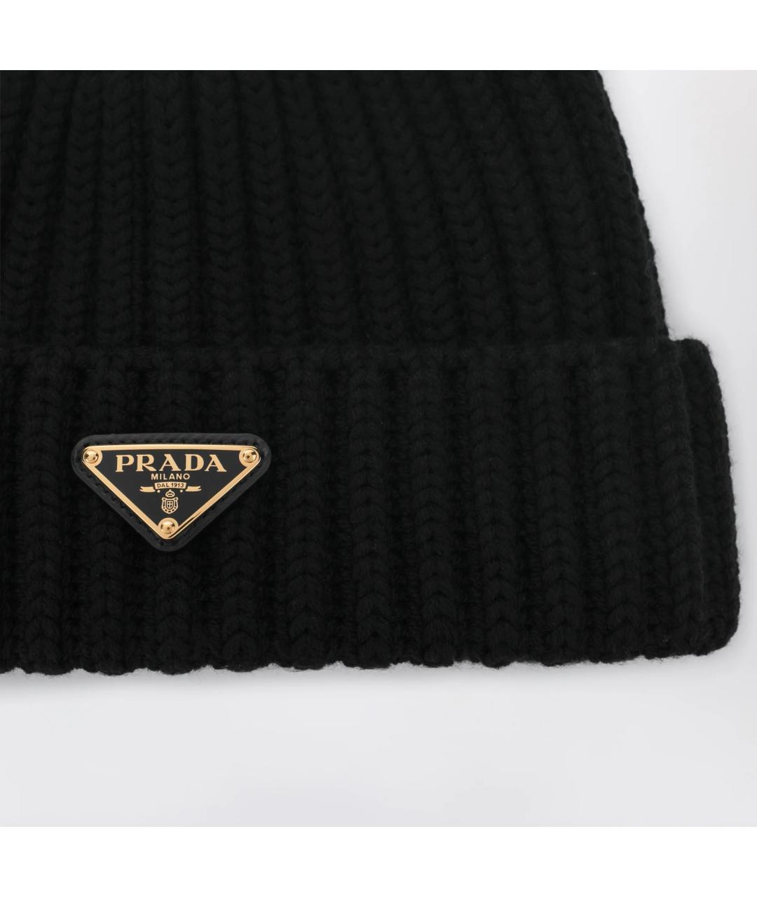 PRADA Черная шерстяная шапка, фото 2