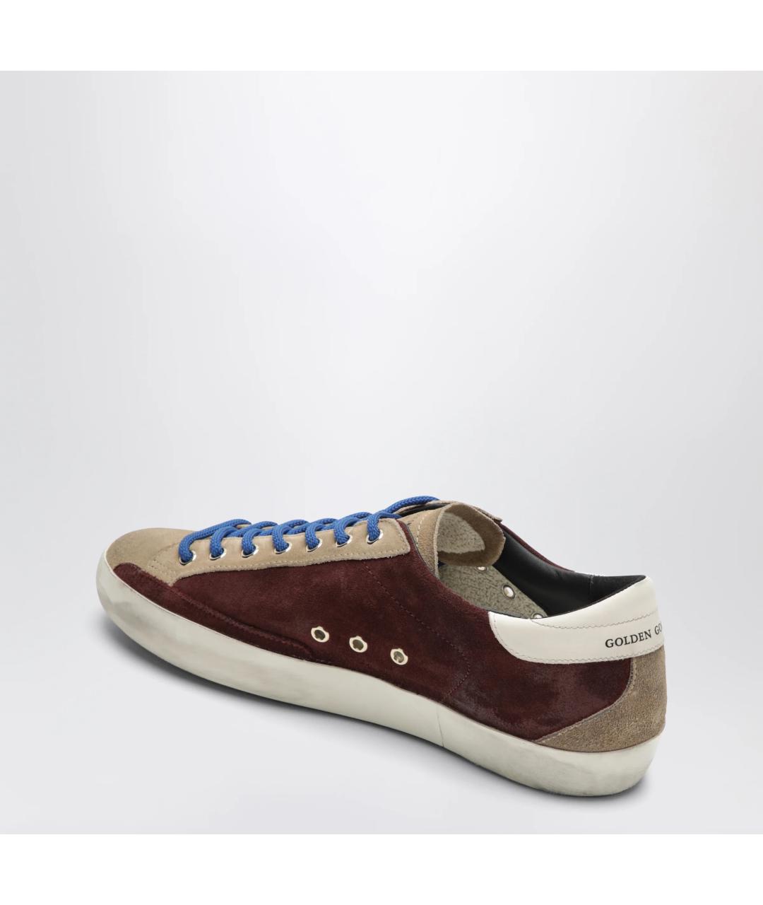 GOLDEN GOOSE Бордовые кожаные низкие кроссовки / кеды, фото 2