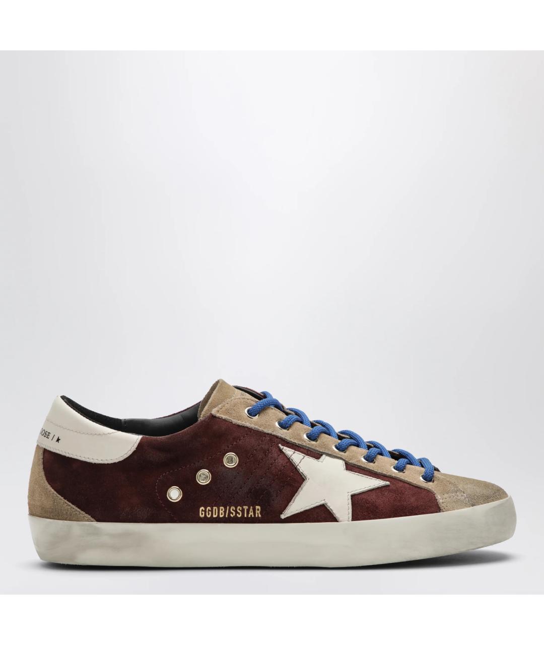 GOLDEN GOOSE Бордовые кожаные низкие кроссовки / кеды, фото 3