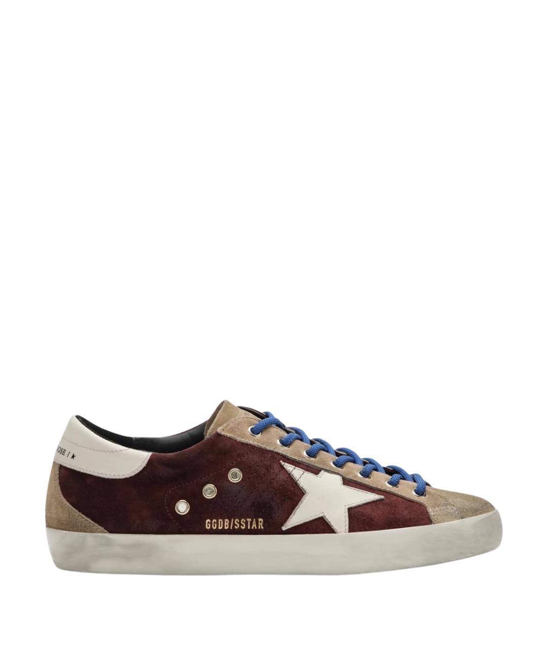 GOLDEN GOOSE Бордовые кожаные низкие кроссовки / кеды, фото 1