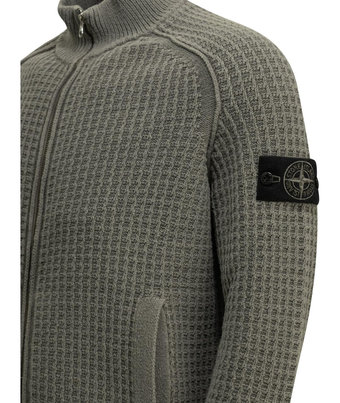 STONE ISLAND Зеленый хлопковый джемпер / свитер, фото 4
