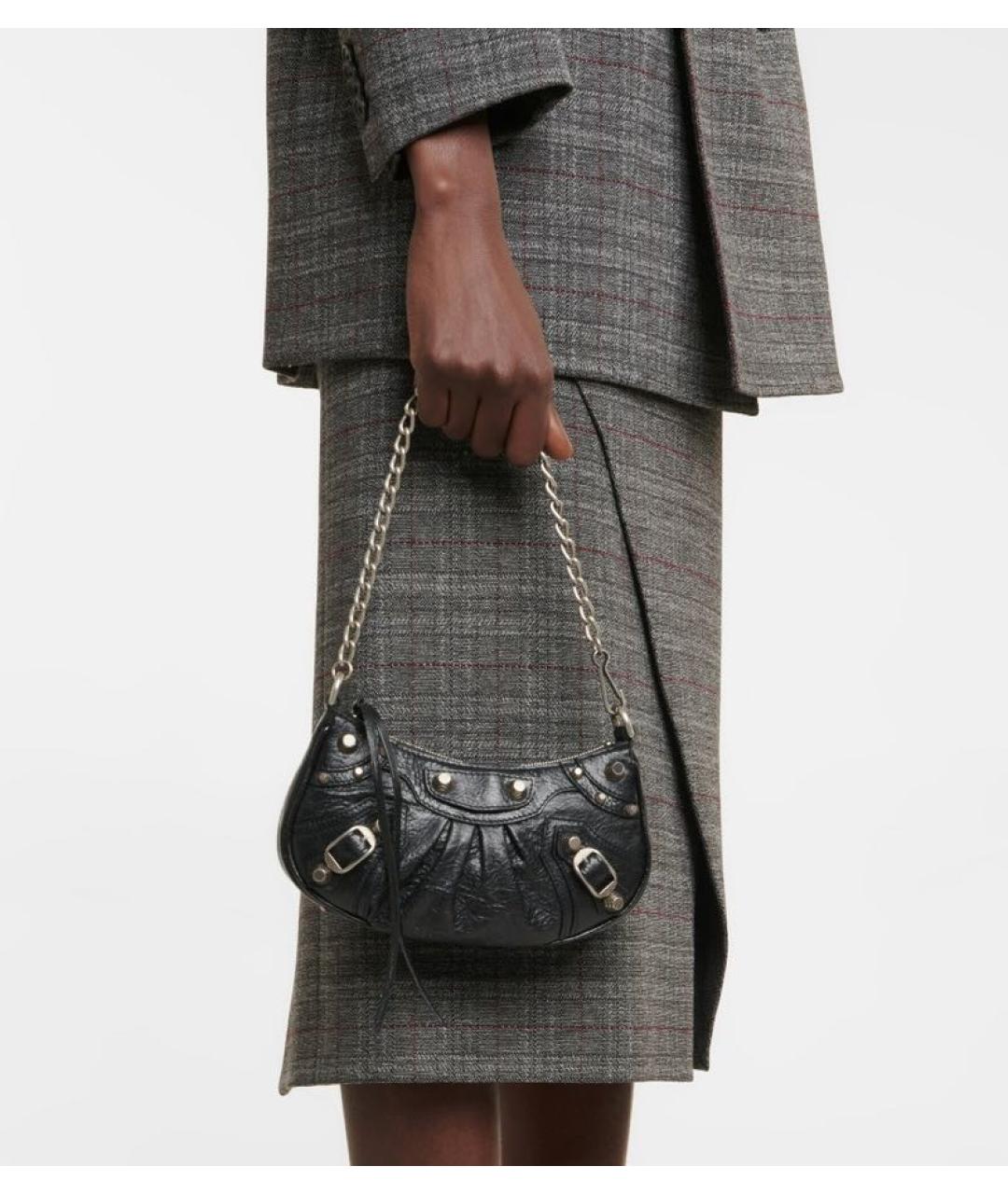 BALENCIAGA Черная кожаная сумка через плечо, фото 4