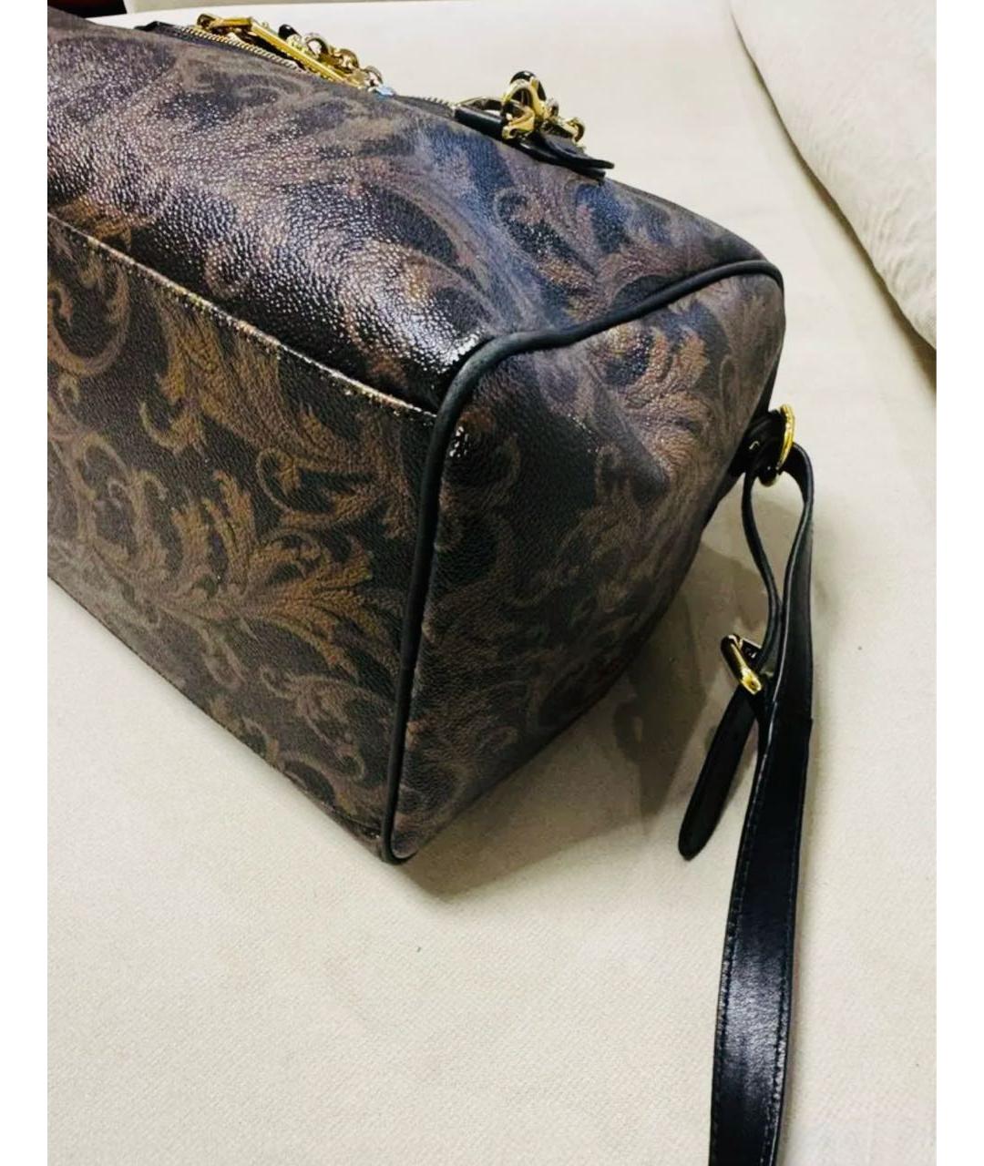 VERSACE Коричневая кожаная сумка с короткими ручками, фото 5