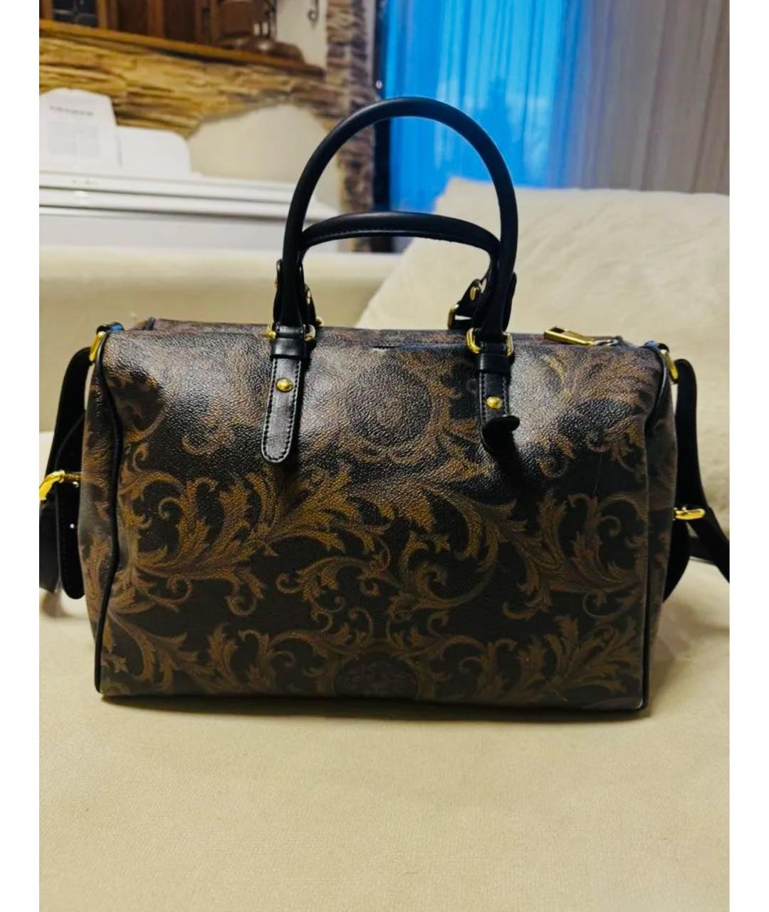 VERSACE Коричневая кожаная сумка с короткими ручками, фото 2