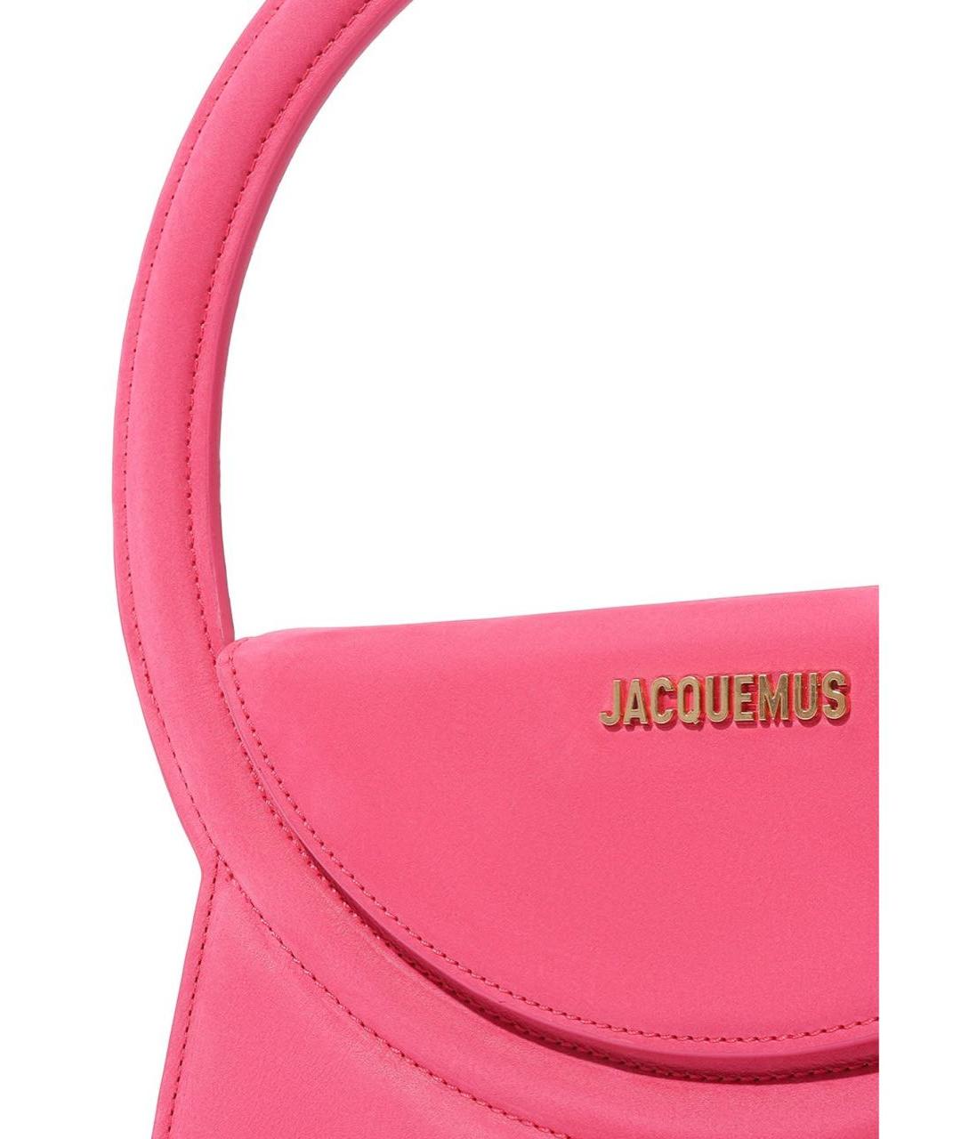 JACQUEMUS Розовая кожаная сумка с короткими ручками, фото 5