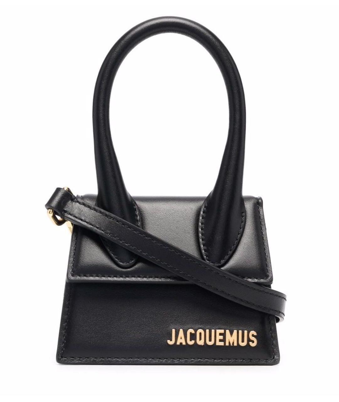 JACQUEMUS Черная кожаная сумка с короткими ручками, фото 1