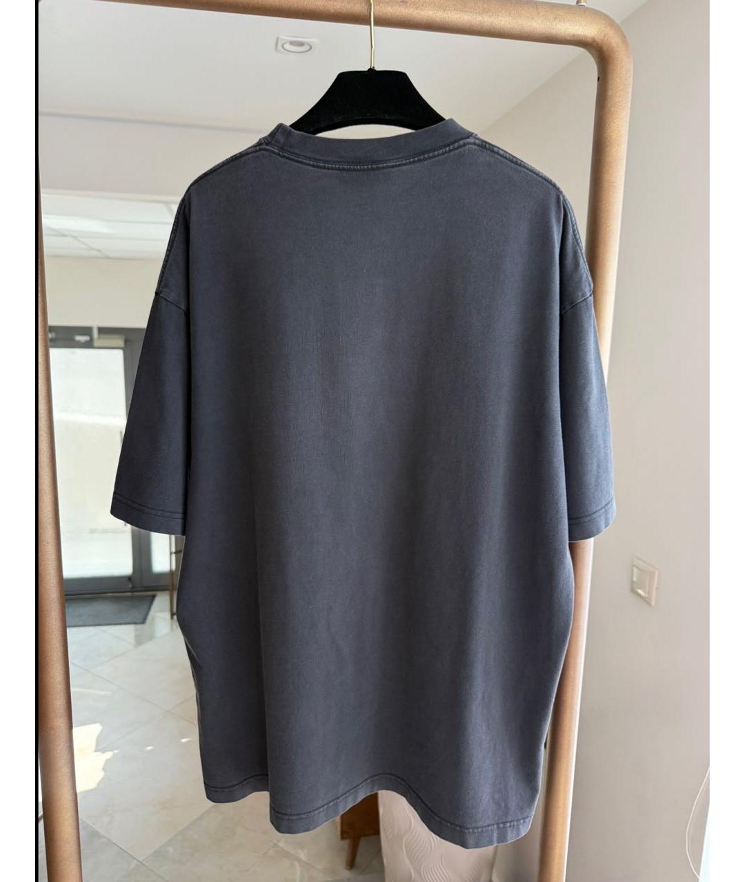 BALENCIAGA Антрацитовая хлопковая футболка, фото 4