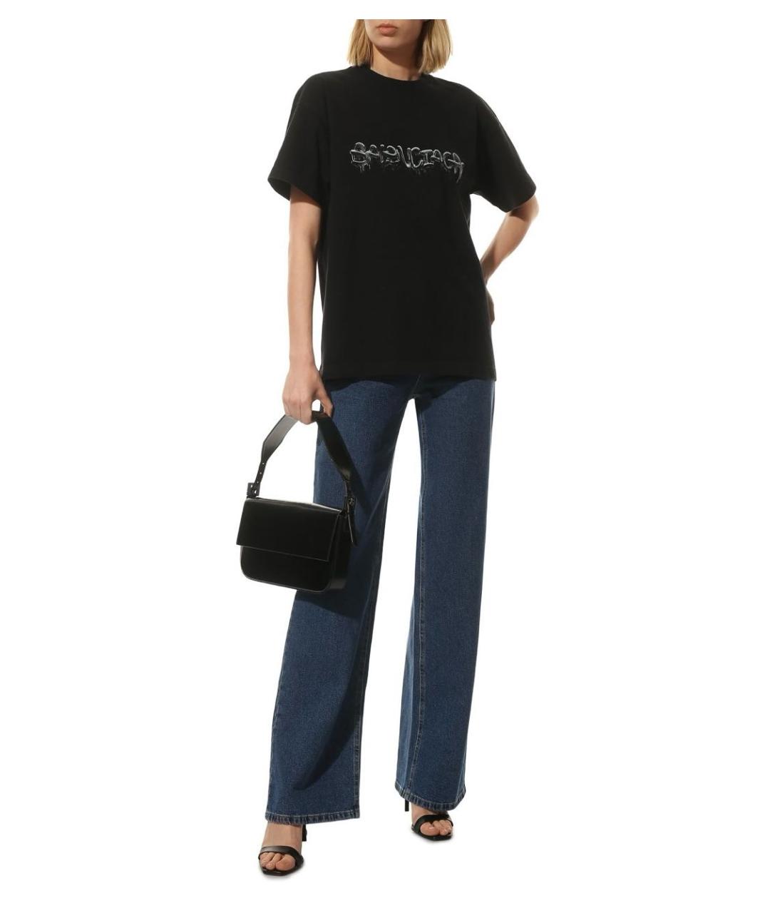 BALENCIAGA Черная хлопковая футболка, фото 5