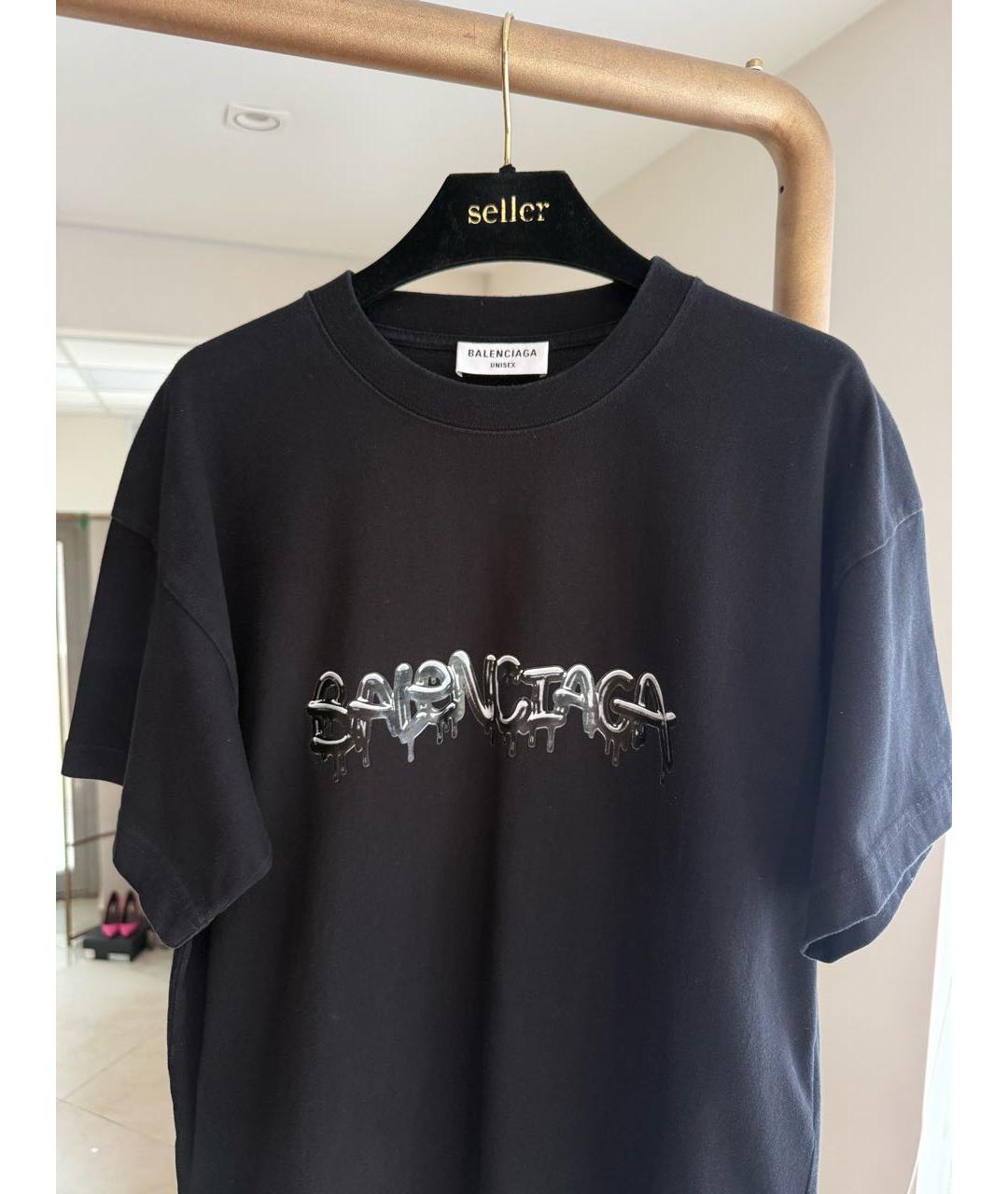 BALENCIAGA Черная хлопковая футболка, фото 3