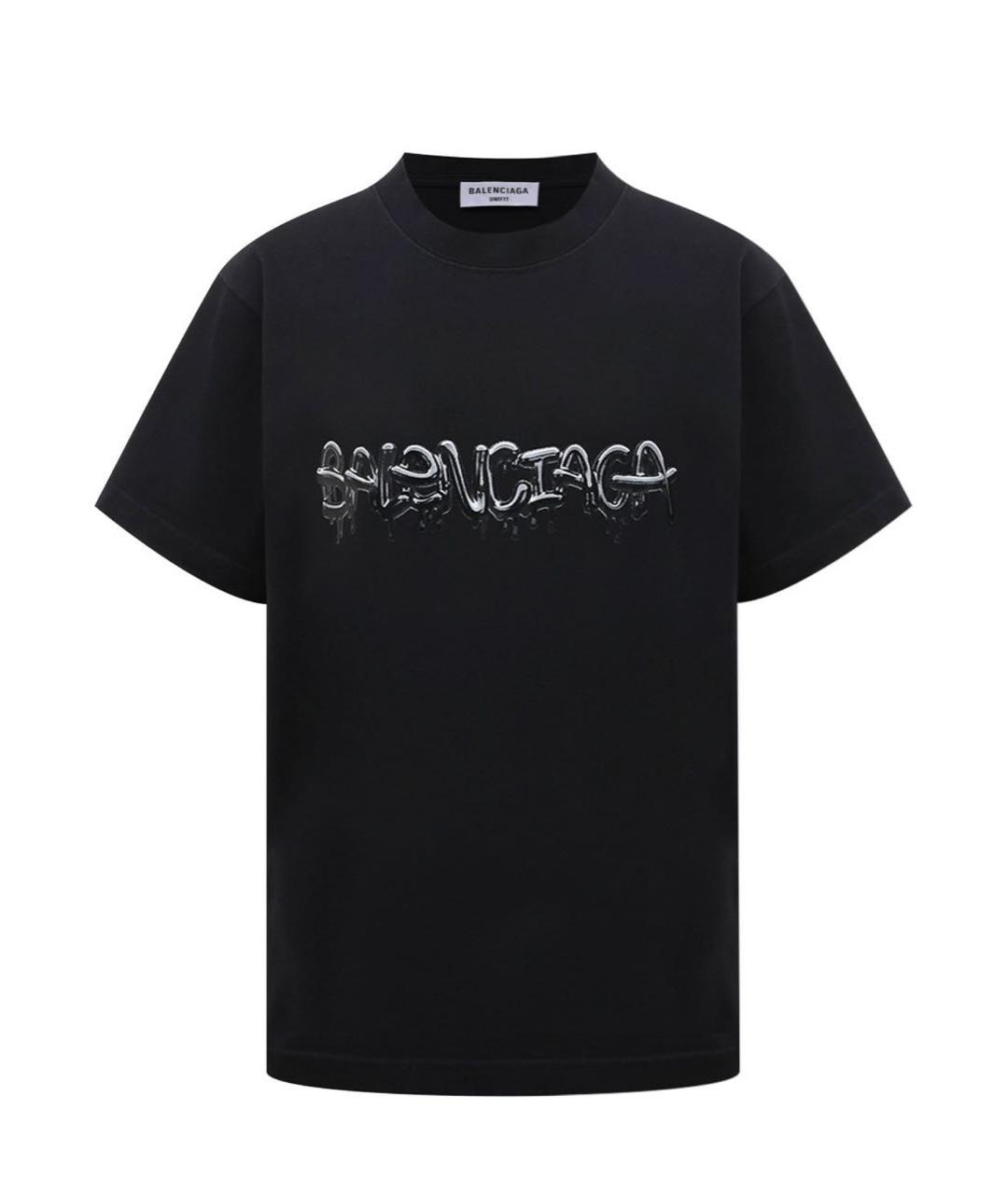 BALENCIAGA Черная хлопковая футболка, фото 1
