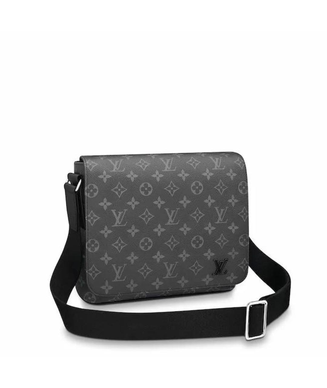 LOUIS VUITTON Черная сумка на плечо из канвы, фото 9