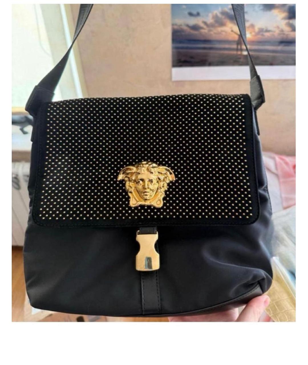 VERSACE Черная нейлоновая сумка через плечо, фото 4