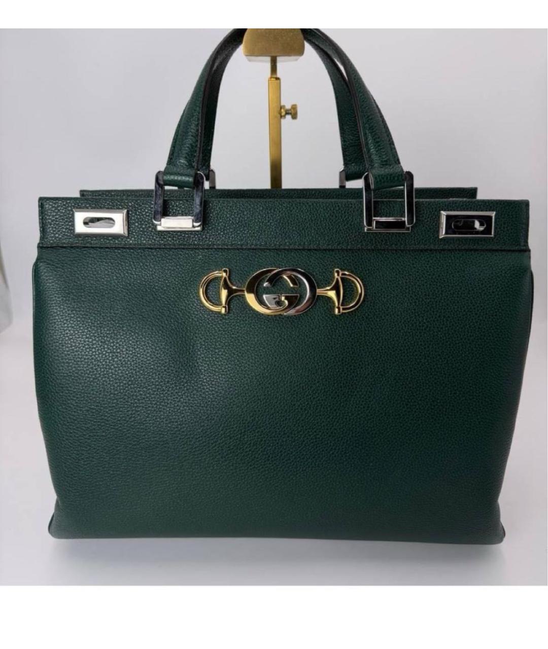 GUCCI Зеленая кожаная сумка с короткими ручками, фото 3