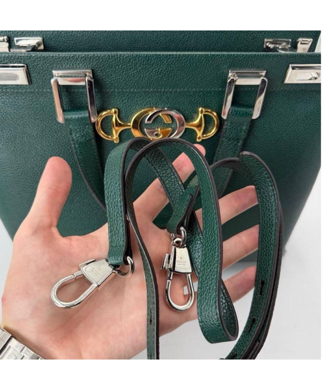 GUCCI Зеленая кожаная сумка с короткими ручками, фото 4