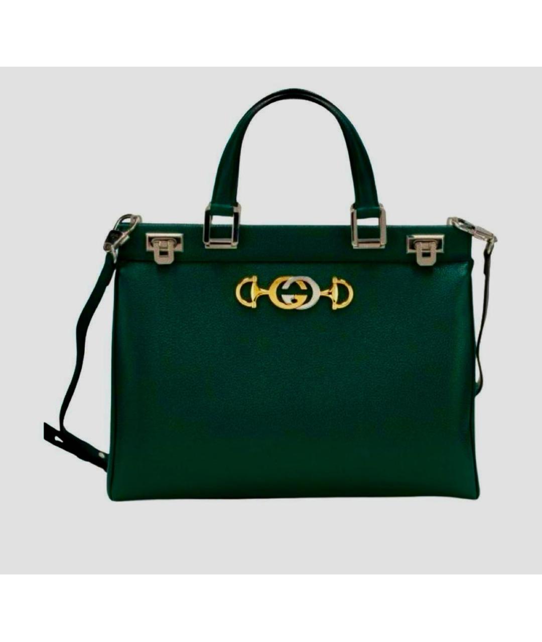 GUCCI Зеленая кожаная сумка с короткими ручками, фото 9
