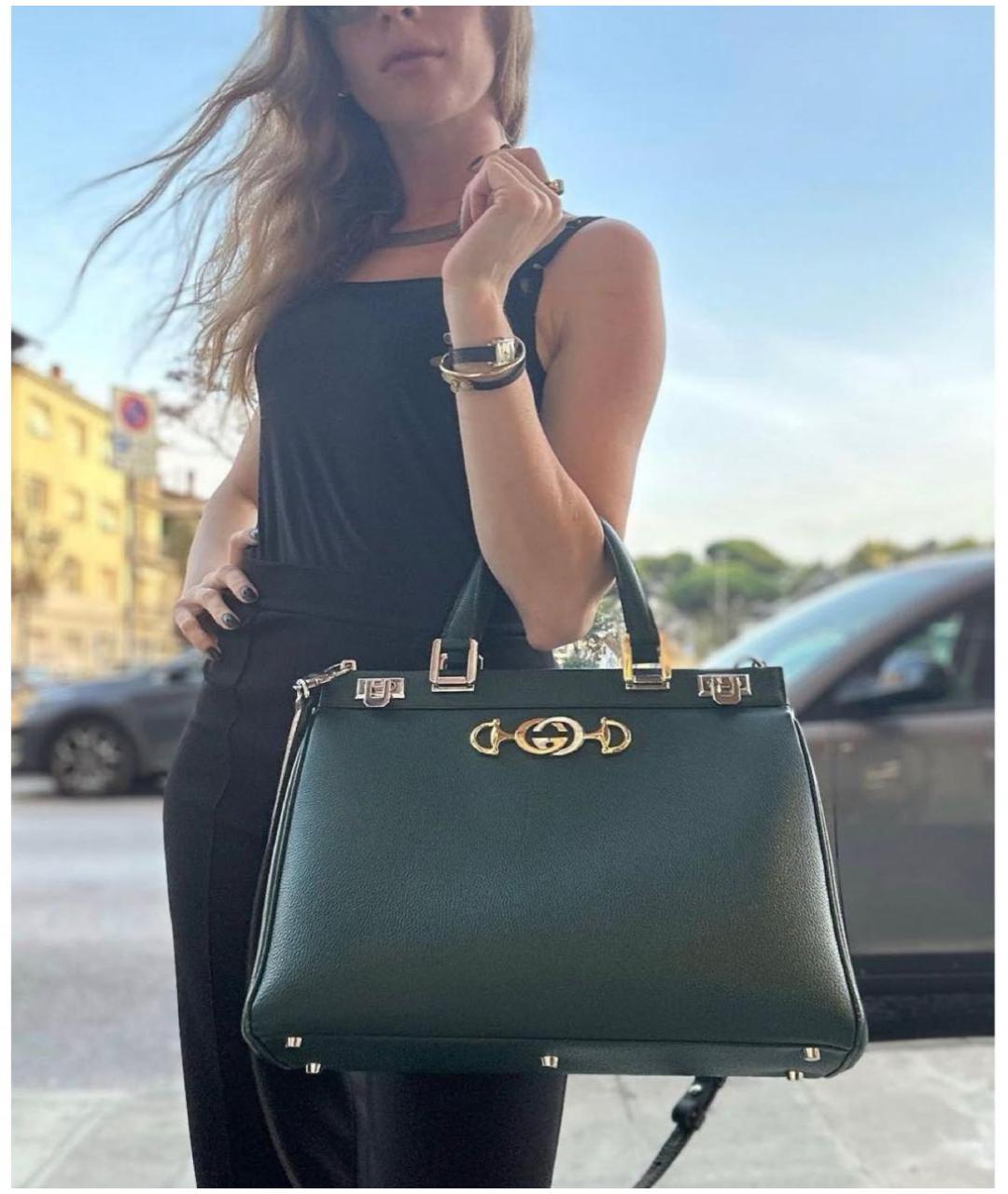 GUCCI Зеленая кожаная сумка с короткими ручками, фото 7