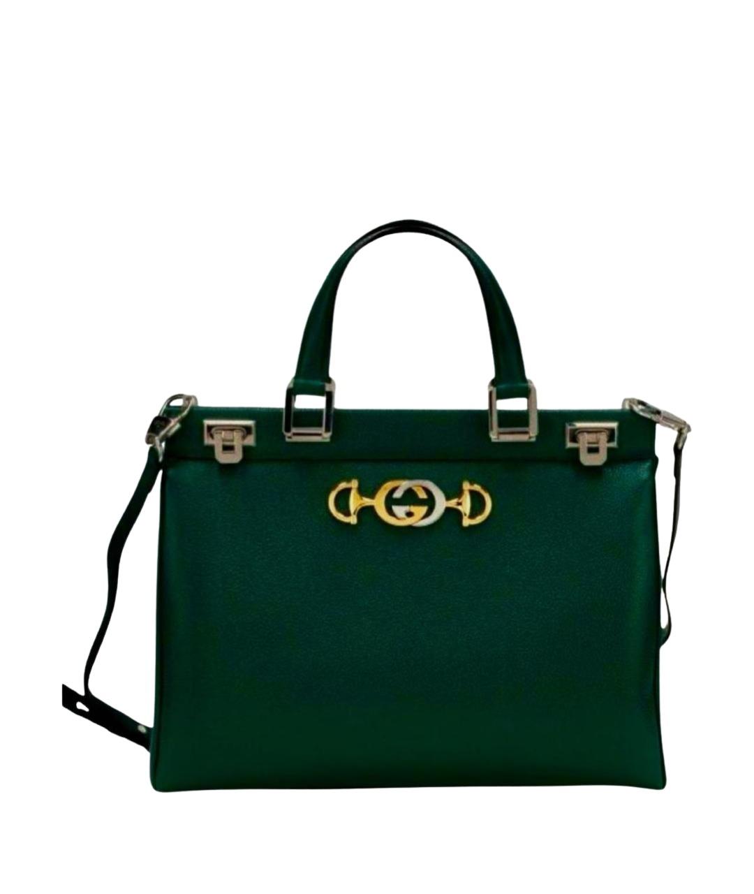GUCCI Зеленая кожаная сумка с короткими ручками, фото 1