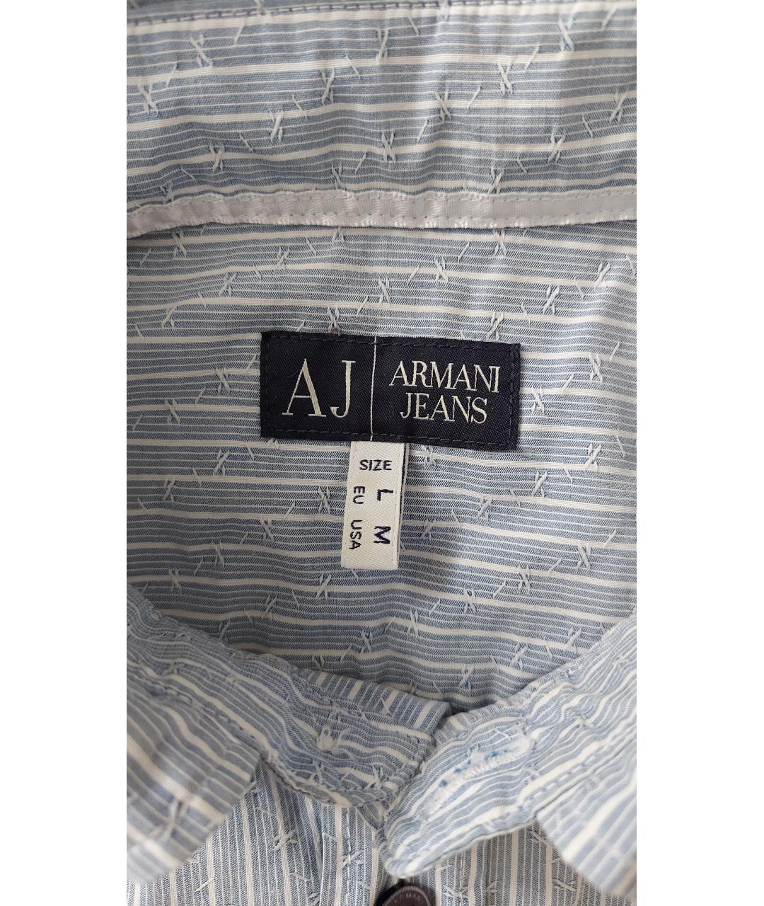 ARMANI JEANS Голубая хлопковая кэжуал рубашка, фото 5