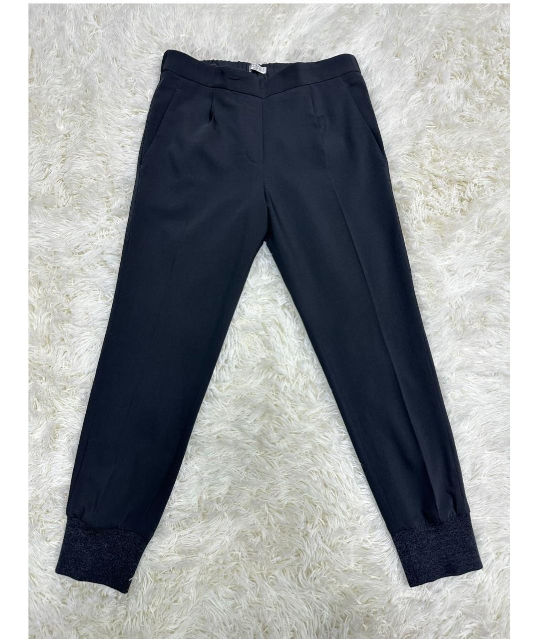 BRUNELLO CUCINELLI Антрацитовые шерстяные прямые брюки, фото 8