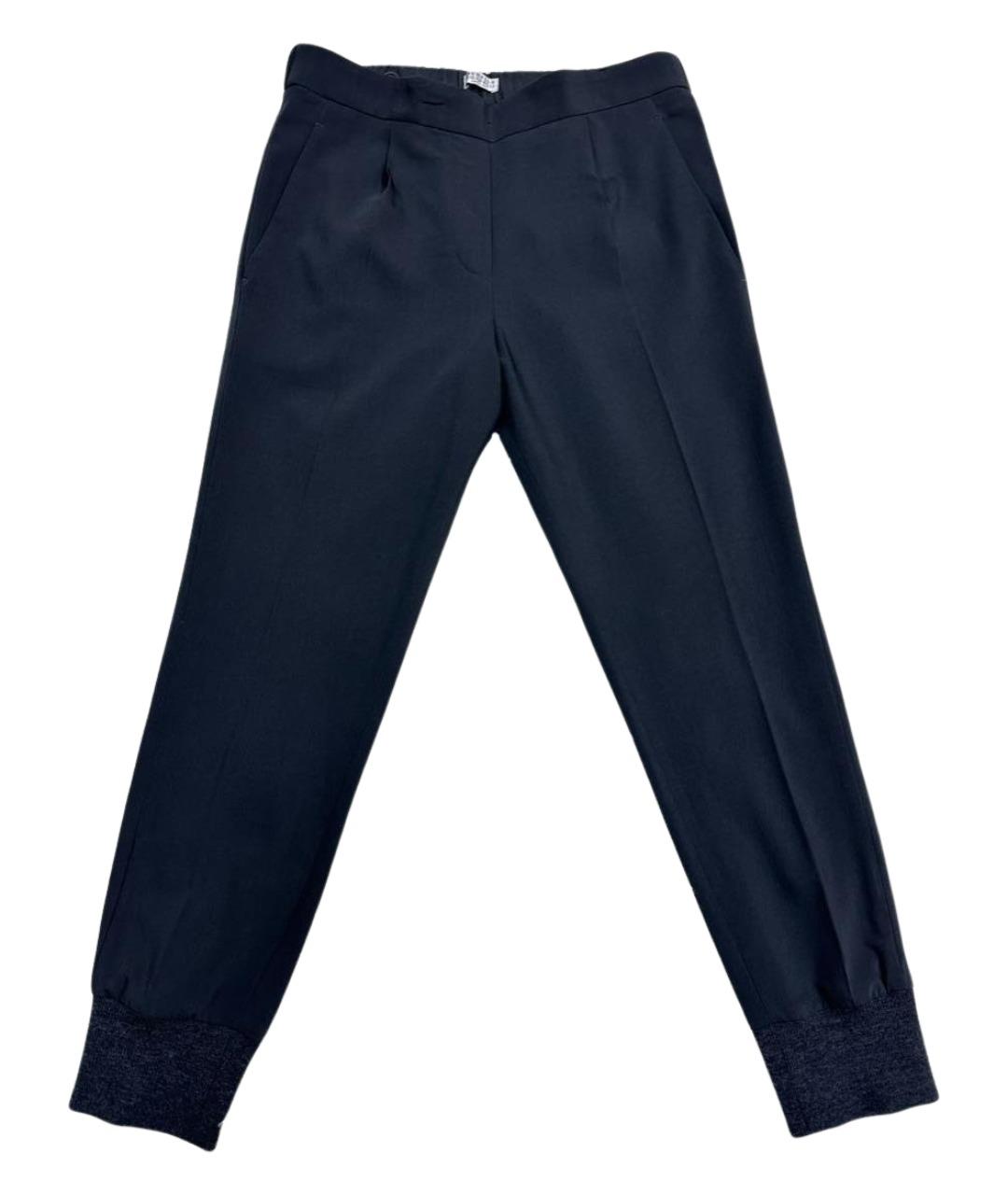 BRUNELLO CUCINELLI Антрацитовые шерстяные прямые брюки, фото 1