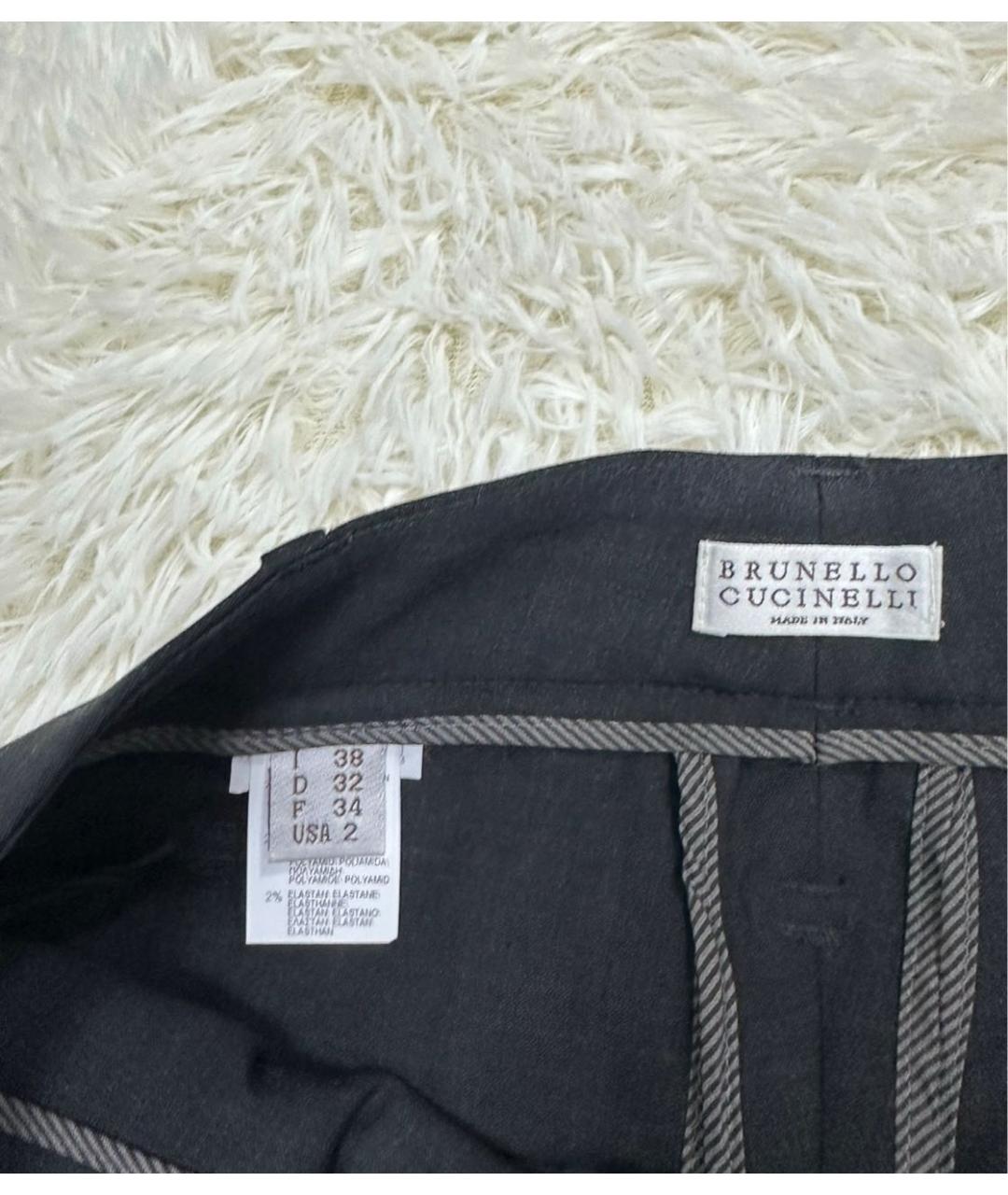 BRUNELLO CUCINELLI Антрацитовые прямые брюки, фото 4