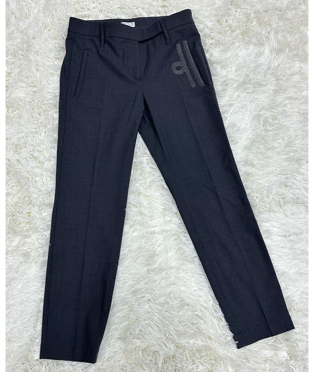 BRUNELLO CUCINELLI Антрацитовые прямые брюки, фото 6