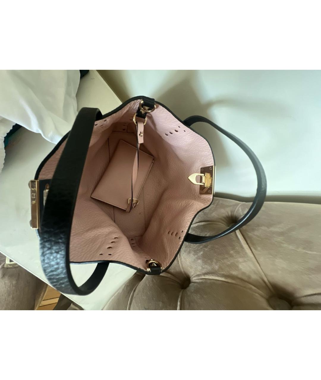 VALENTINO Черная кожаная сумка тоут, фото 4