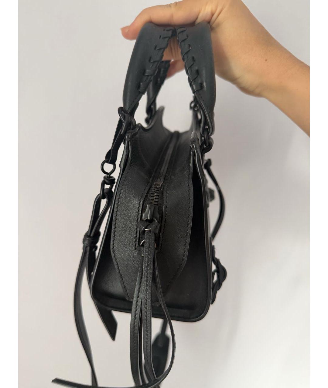 BALENCIAGA Черная кожаная сумка с короткими ручками, фото 2