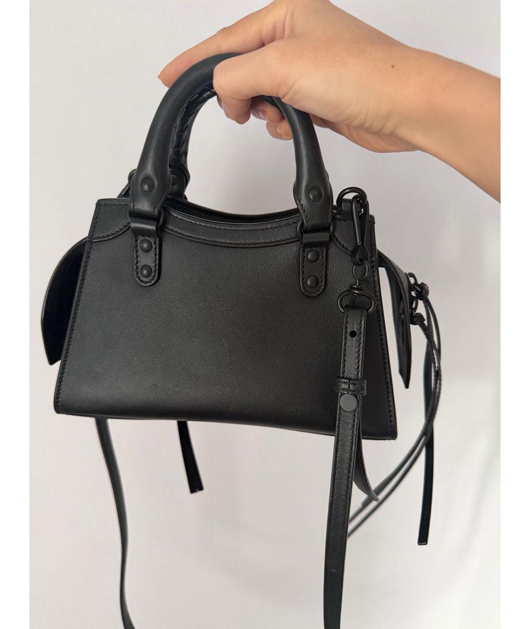 BALENCIAGA Черная кожаная сумка с короткими ручками, фото 3