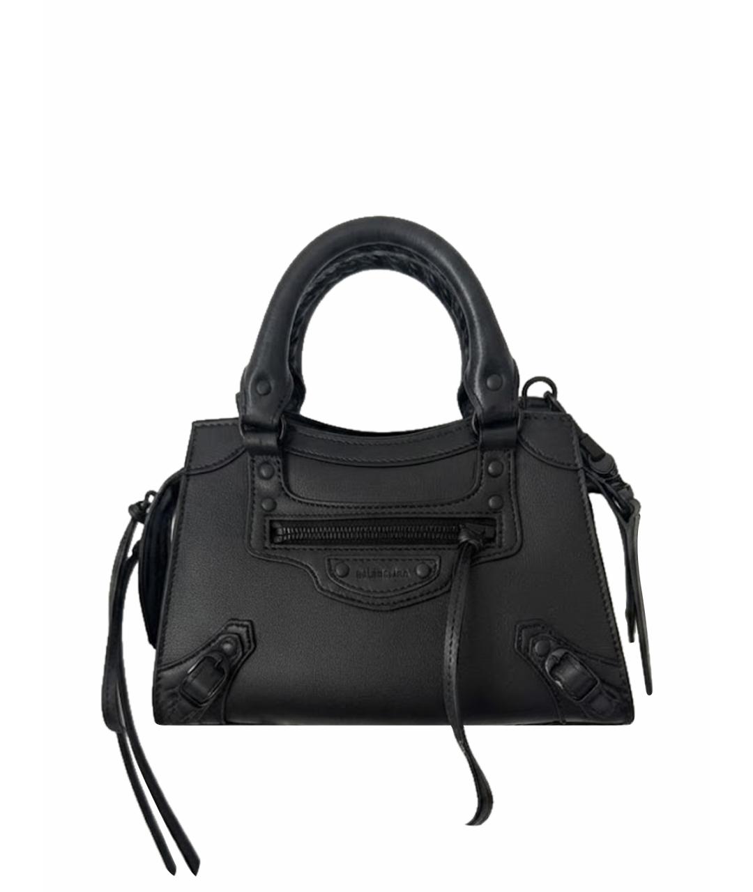BALENCIAGA Черная кожаная сумка с короткими ручками, фото 1