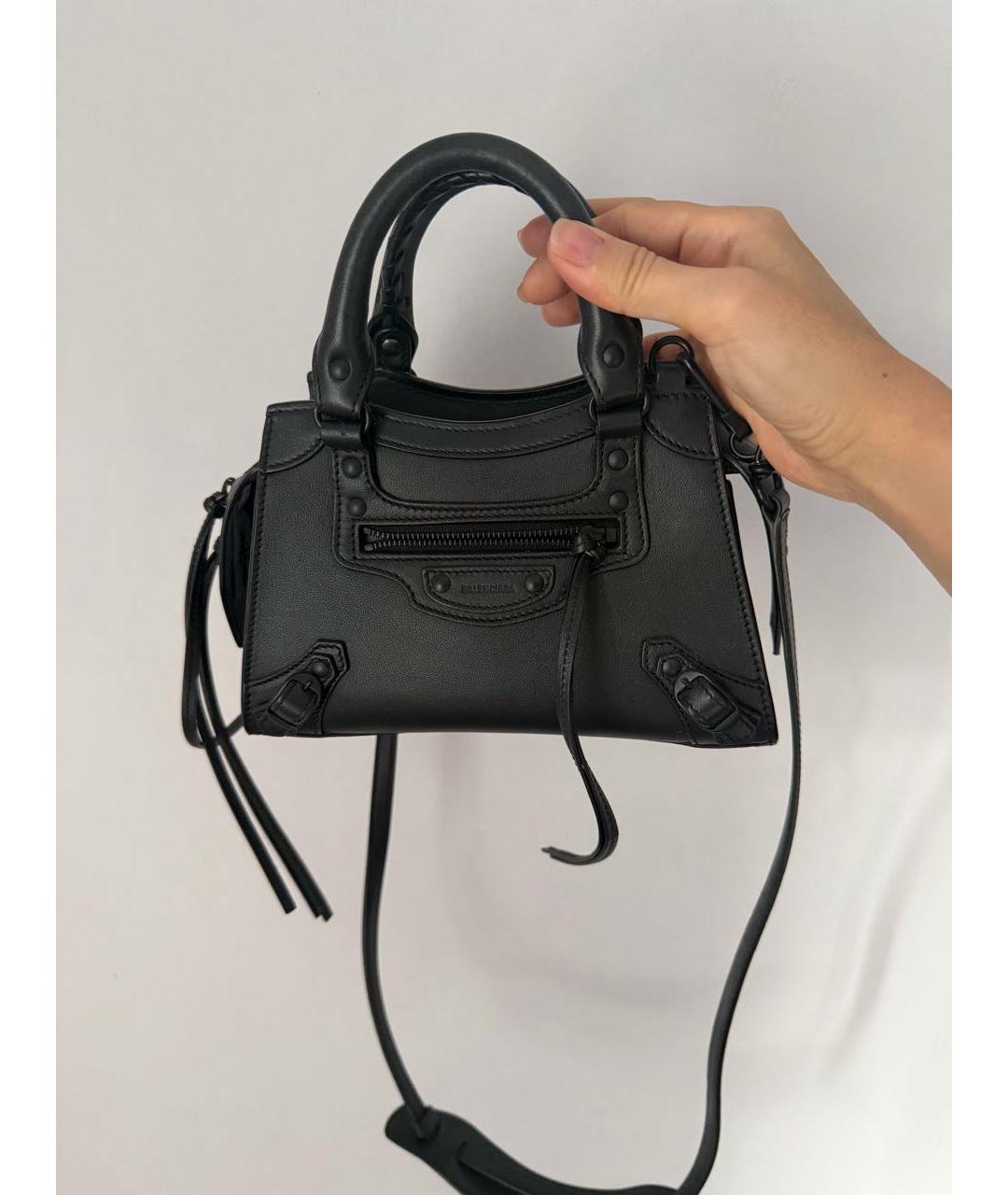 BALENCIAGA Черная кожаная сумка с короткими ручками, фото 8