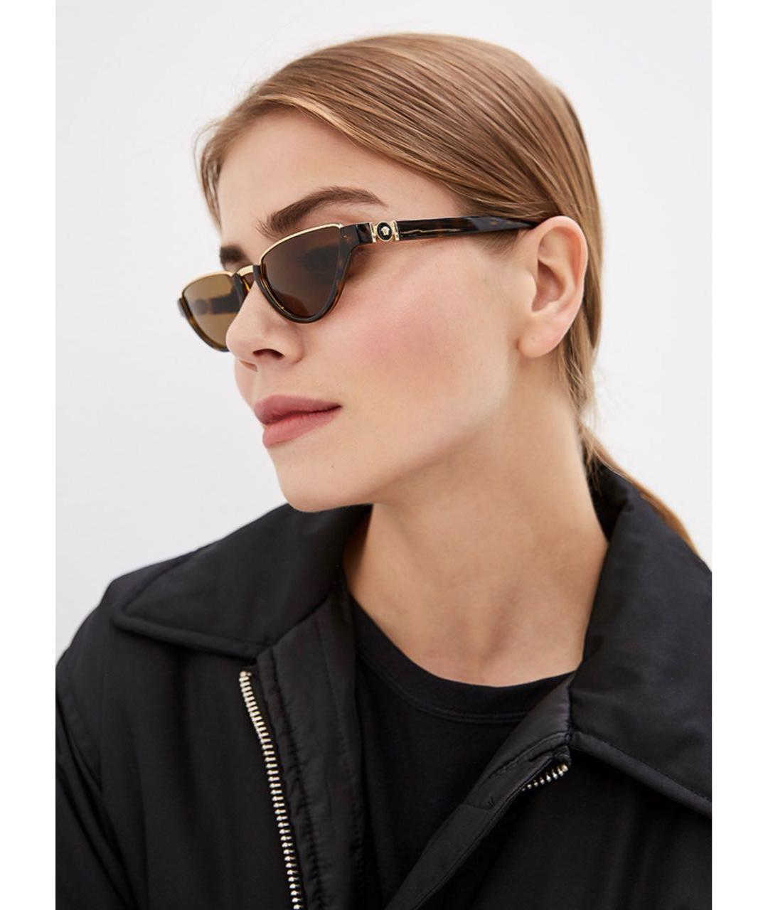 VERSACE Коричневые металлические солнцезащитные очки, фото 8