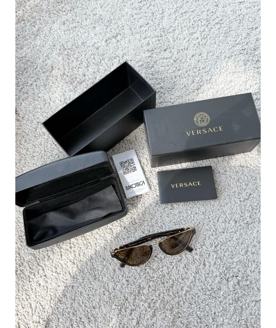 VERSACE Коричневые металлические солнцезащитные очки, фото 2